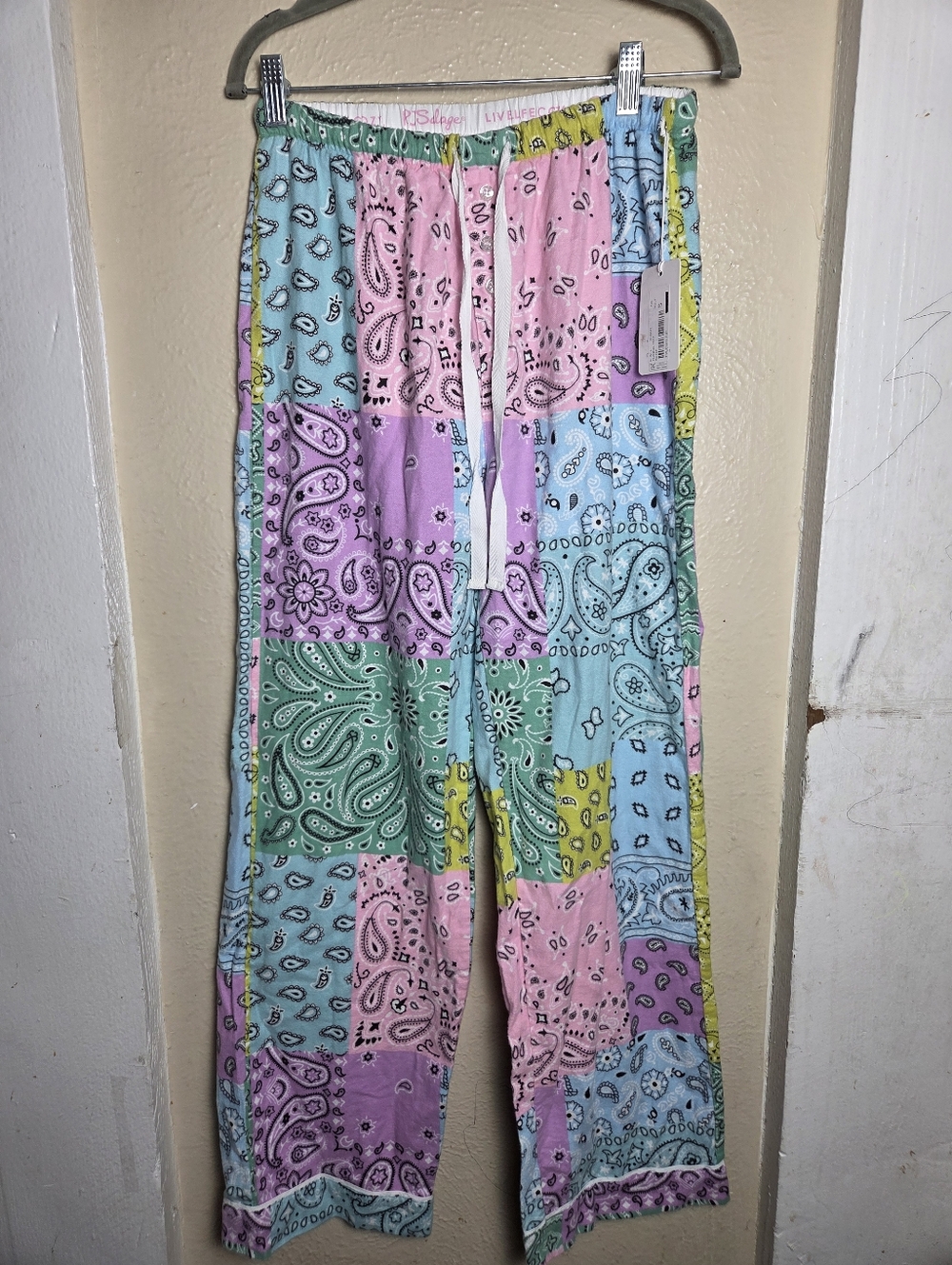 PJ Salvage Howdy Honey Paisley Print Flannel Pants Bandana Womens Small